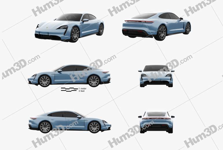 Porsche Taycan 4S 2019 Blueprint Template