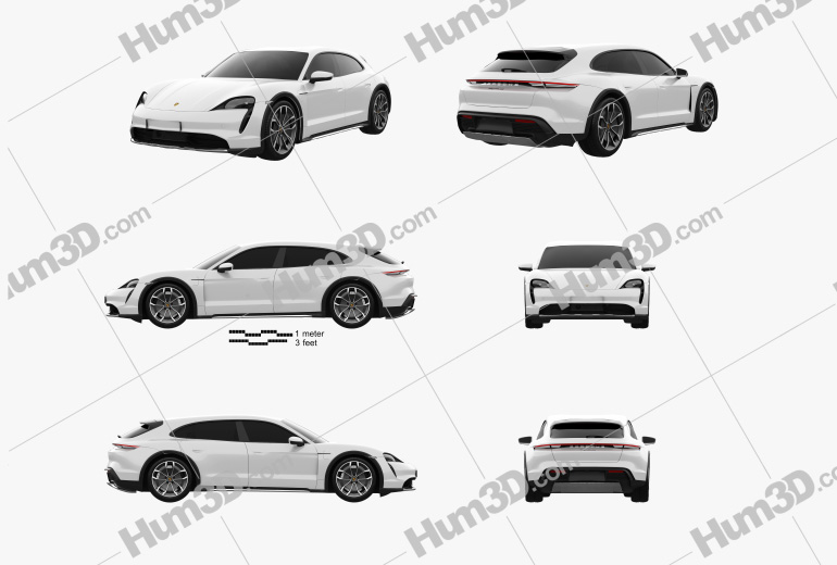 Porsche Taycan 4S Cross Turismo 2021 Blueprint Template