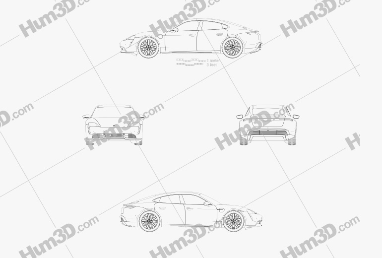 Porsche Taycan Turbo 2019 Blueprint