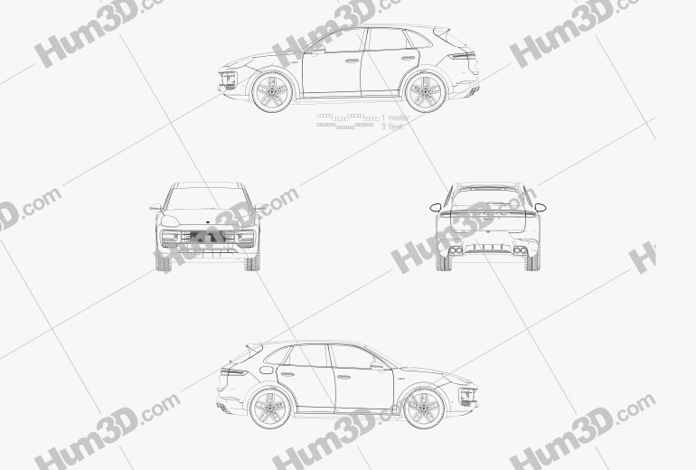Porsche Cayenne E Hybrid 2024 Blueprint