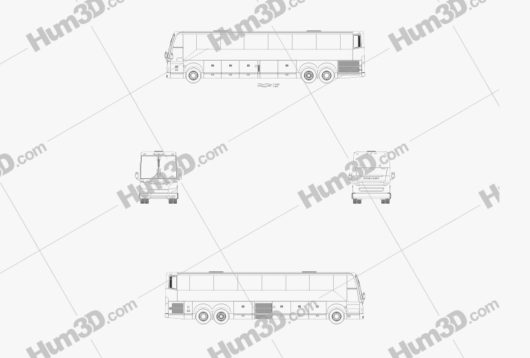 Prevost H3-45 Автобус 2004 Чертеж