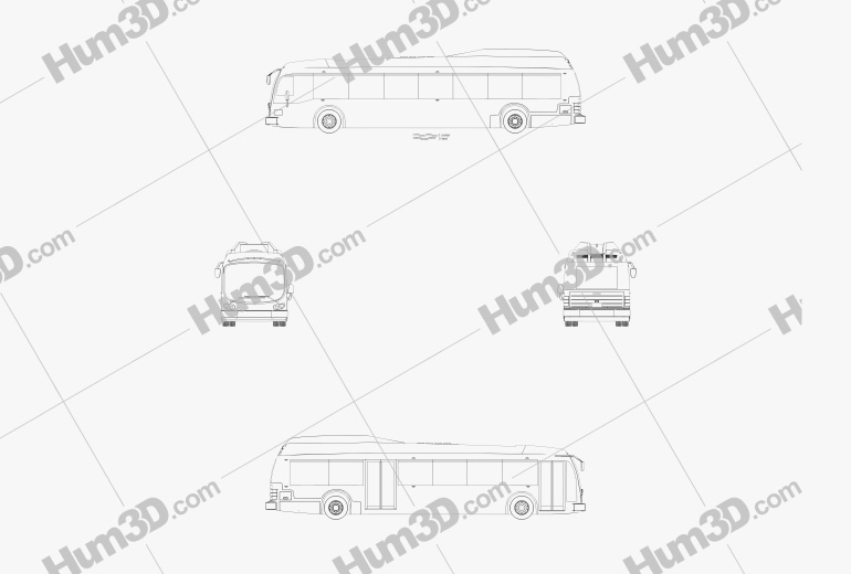 Proterra Catalyst E2 Ônibus 2016 Blueprint