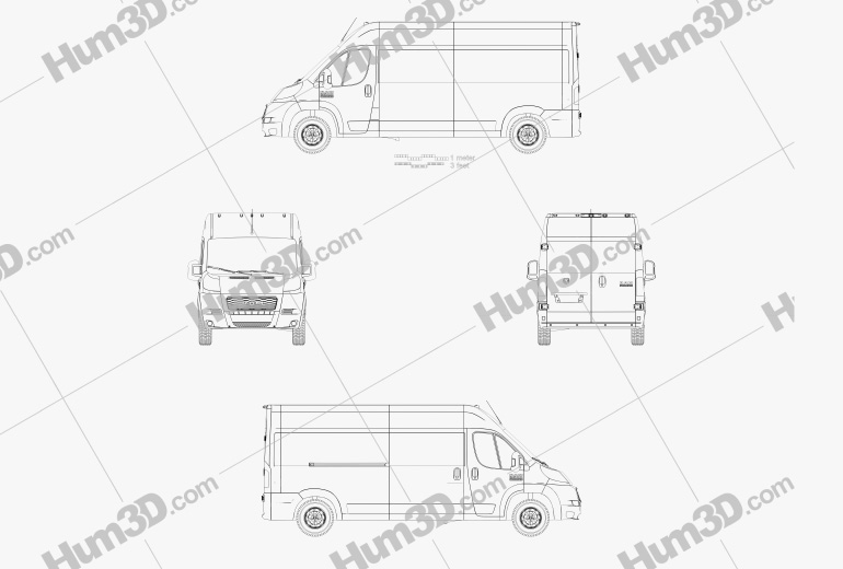 Ram ProMaster Cargo Van L3H2 2022 Blueprint