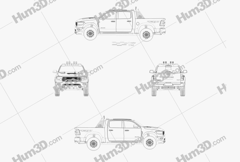 Ram 1500 Crew Cab TRX Mopar Performance Parts 2020 Чертеж