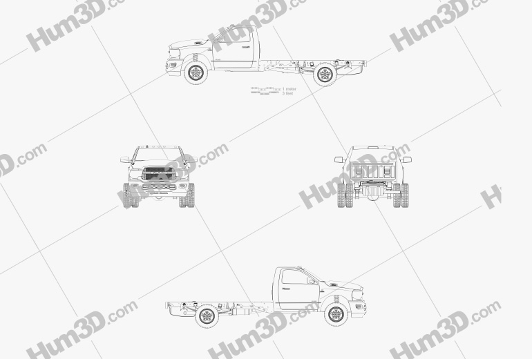 Ram 3500 Cabine Simple Chassis Tradesman DRW 84CA 2021 Blueprint