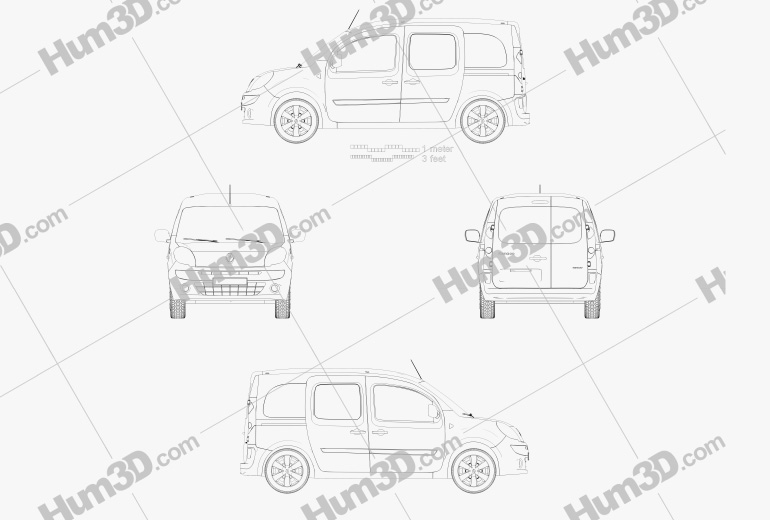 Renault Kangoo Van 2 Side Doors 2011 Plan