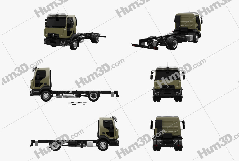 Renault D 14 Chassis Truck 2016 Blueprint Template