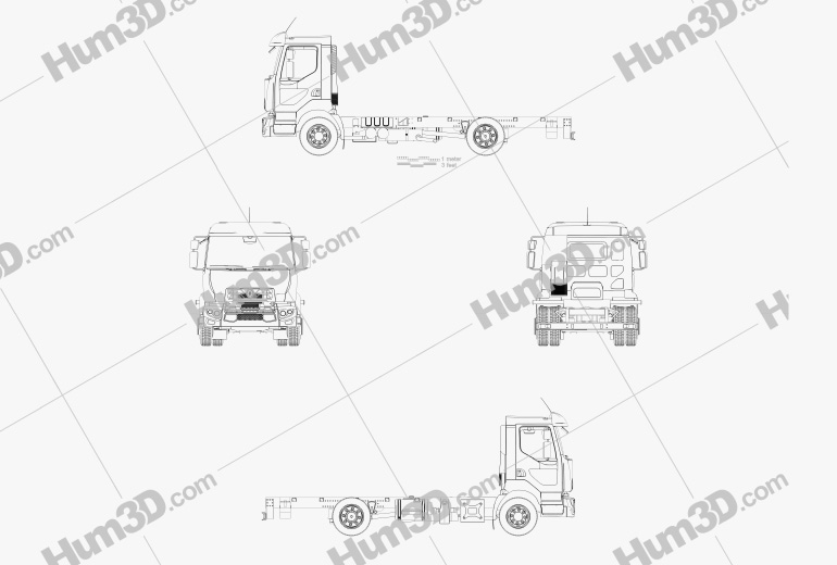 Renault D 14 Chassis Truck 2016 Blueprint
