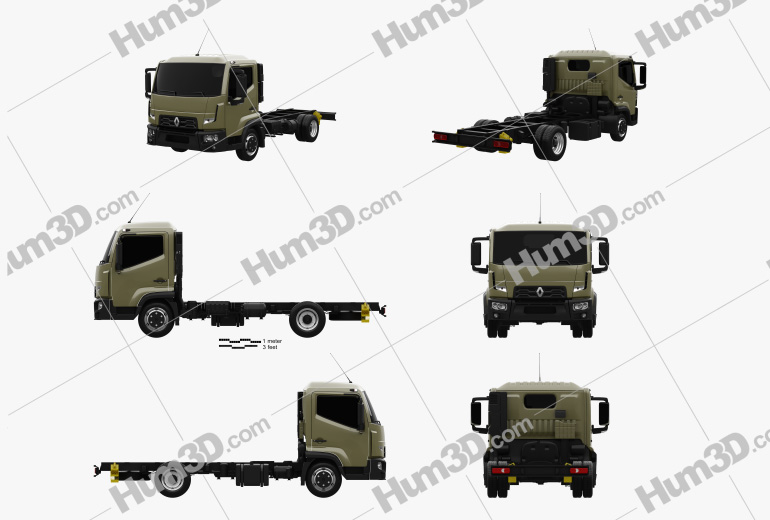 Renault D 7.5 Chassis Truck 2016 Blueprint Template