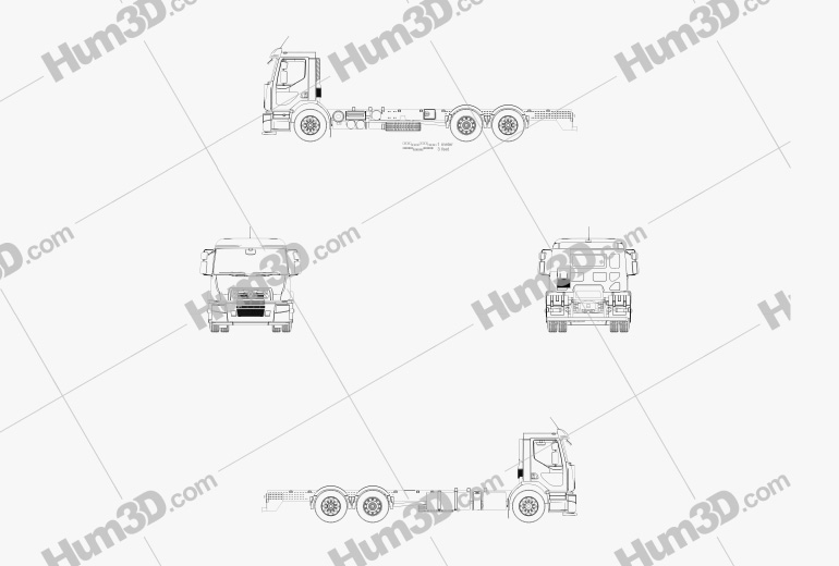 Renault D Wide Chassis Truck 2016 Blueprint