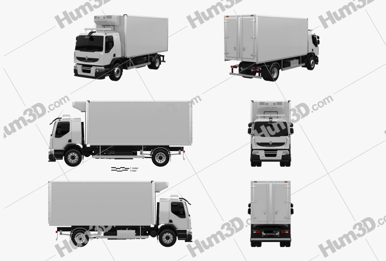 Renault Premium Distribution Refrigerator Truck 2014 Blueprint Template