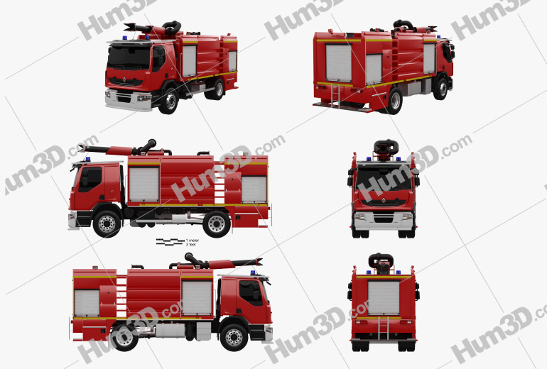 Renault Premium Lander Fire Truck 2014 Blueprint Template