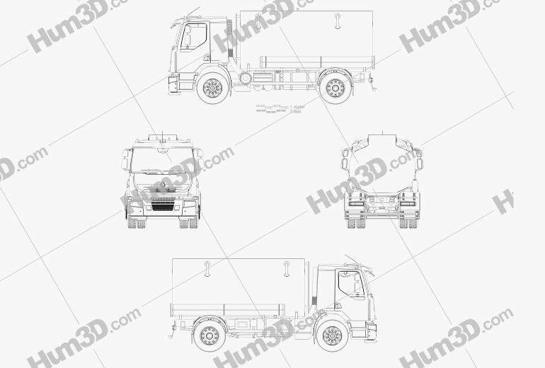 Renault Premium Lander Tanker Truck 2014 Blueprint