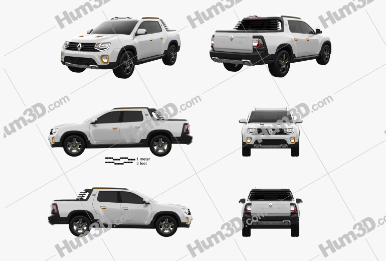 Renault Duster Oroch Concept 2018 Blueprint Template