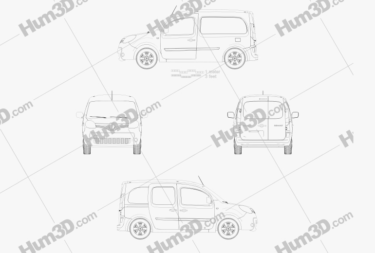 Renault Kangoo Van 2017 Blueprint