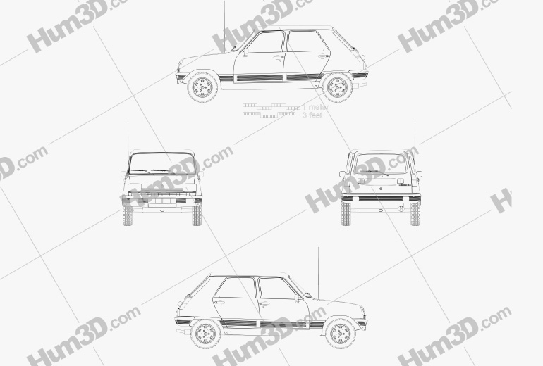 Renault 5 5-door 1972 Blueprint