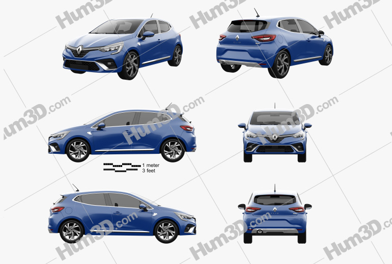 Renault Clio RS-Line hatchback 2022 Blueprint Template