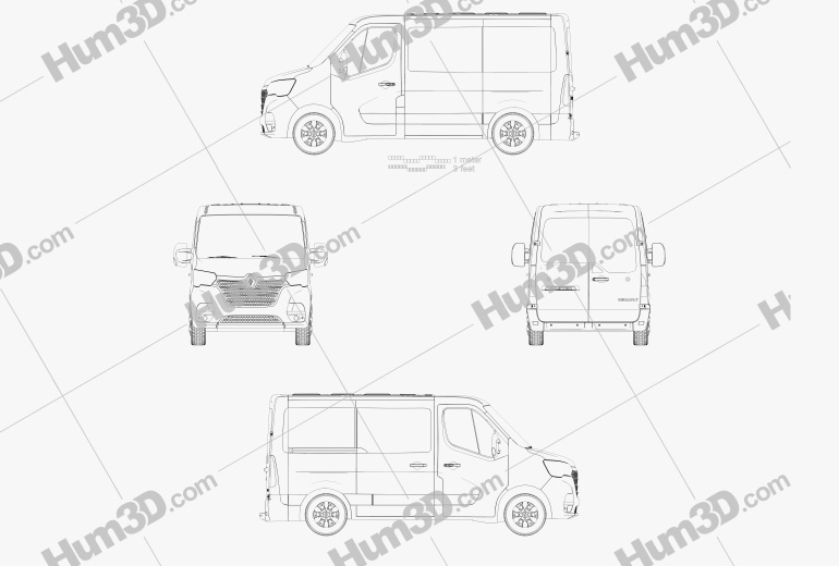 Renault Master Passenger Van L1H1 2022 Blueprint