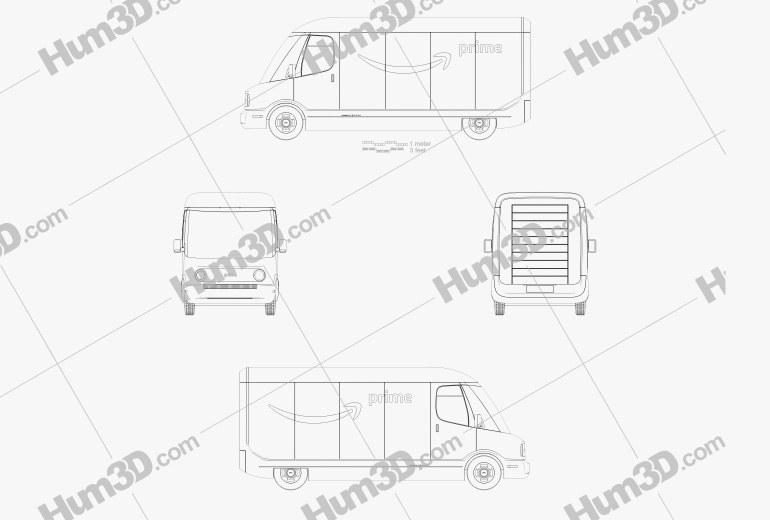Rivian Amazon Delivery Van 2020 ブループリント