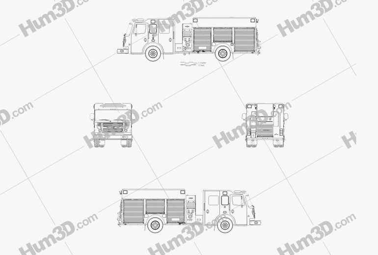 Rosenbauer TP3 Pumper Camión de Bomberos 2015 Plano