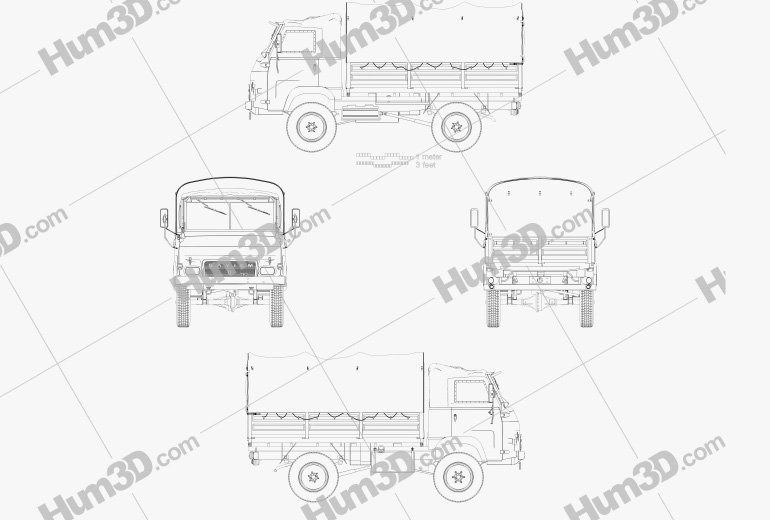 Saviem TP3 Flatbed Truck 1980 Blueprint