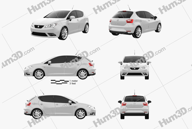 Seat Ibiza 5-door hatchback 2014 Blueprint Template