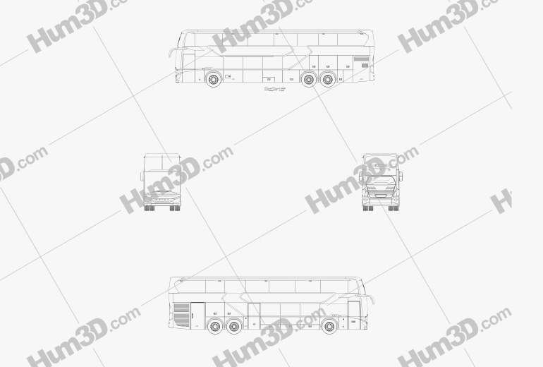 Setra S 531 DT 버스 2018 테크니컬 드로잉