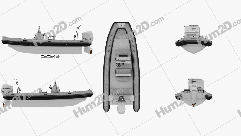 Brig N700 2016 Inflatable Boat Blueprint Template