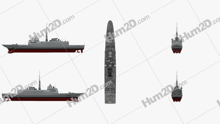 French frigate Aquitaine Blueprint Template