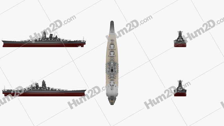 Japanese battleship Yamato Blueprint Template