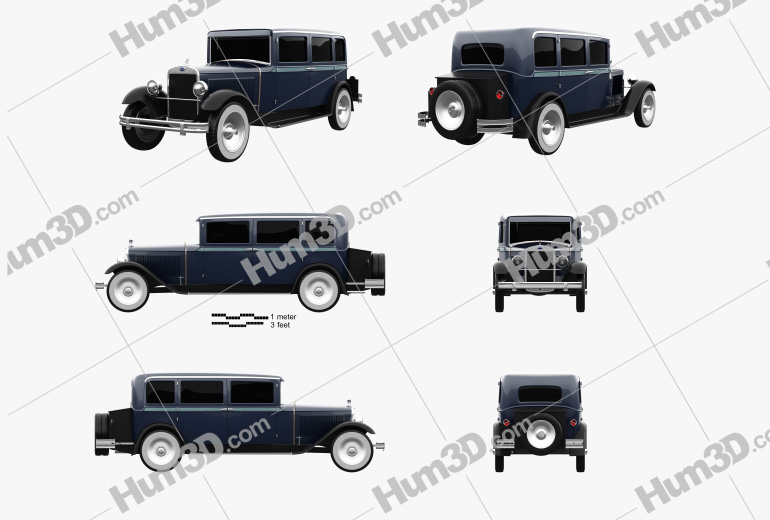 Skoda 645 Limousine 1930 Blueprint Template