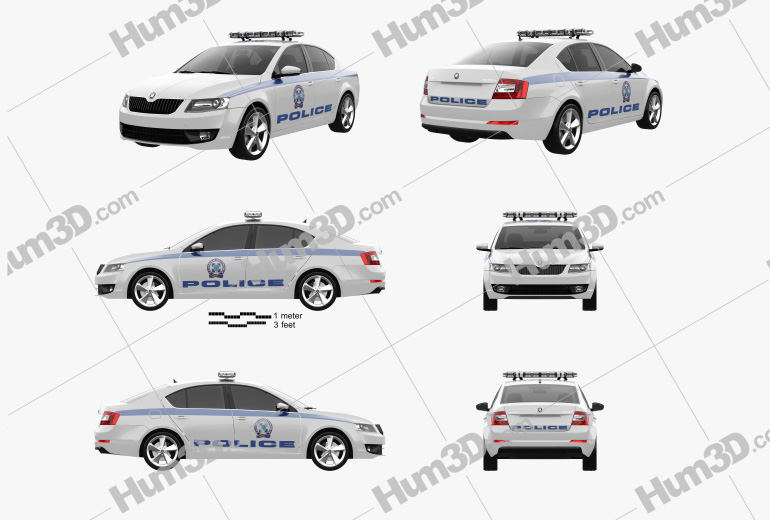 Skoda Octavia Police Greece liftback 2018 Blueprint Template