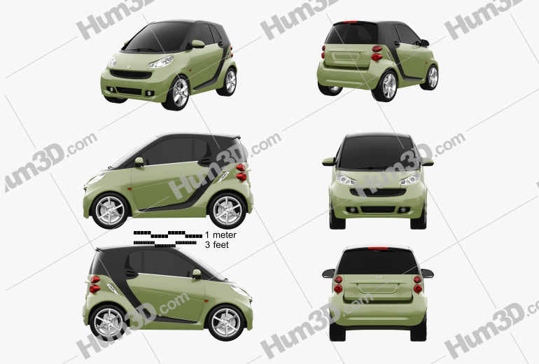 Smart Fortwo 2012 Blueprint Template