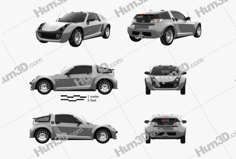 Smart Roadster Coupe 2005 Blueprint Template