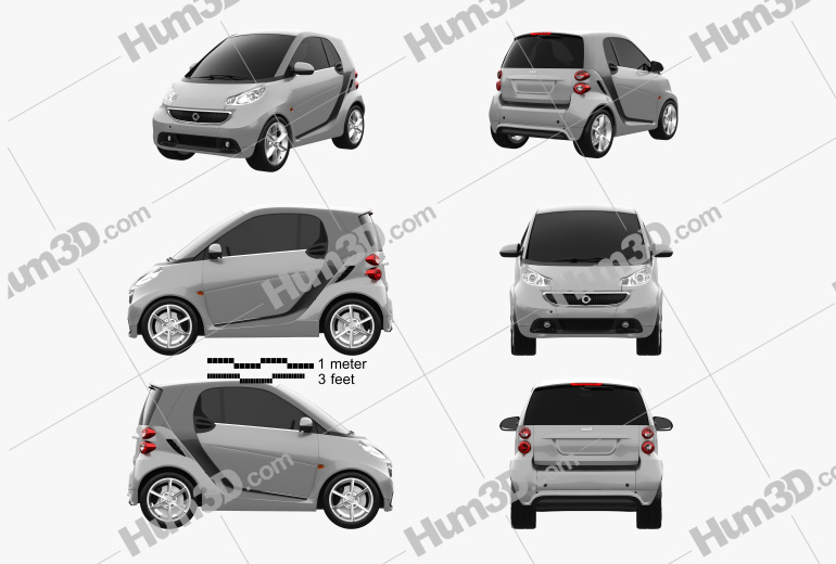 Smart Fortwo coupe 2015 Blueprint Template