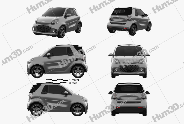 Smart ForTwo EQ Pulse cabriolet 2022 Blueprint Template