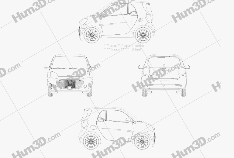Smart ForTwo EQ Prime coupe 2022 蓝图