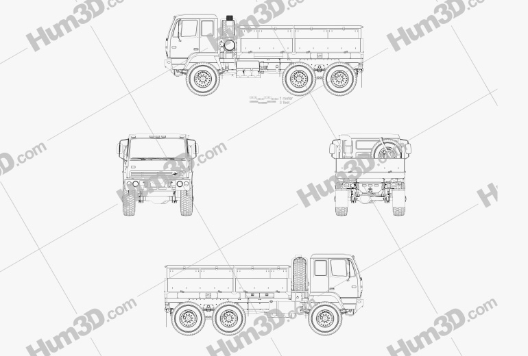Stewart & Stevenson M1083 MTV Truck 3-Achser 2019 Blueprint