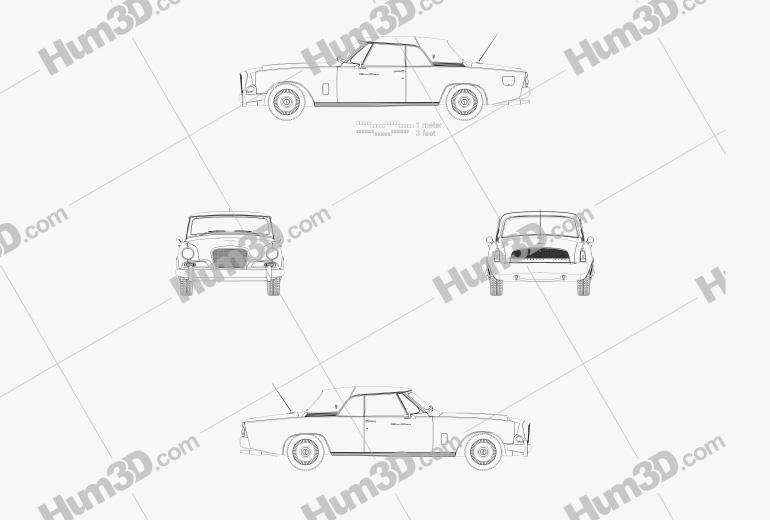 Studebaker Gran Turismo Hawk 1963 Blueprint