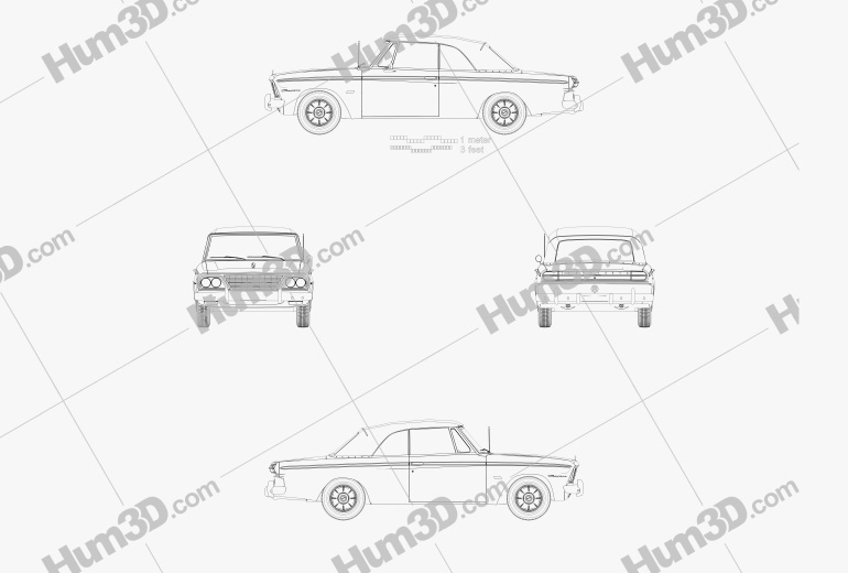 Studebaker Daytona Cabriolet 1964 Blueprint