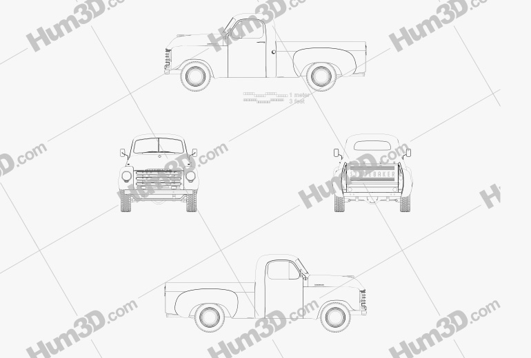 Studebaker Pickup 1950 Blaupause