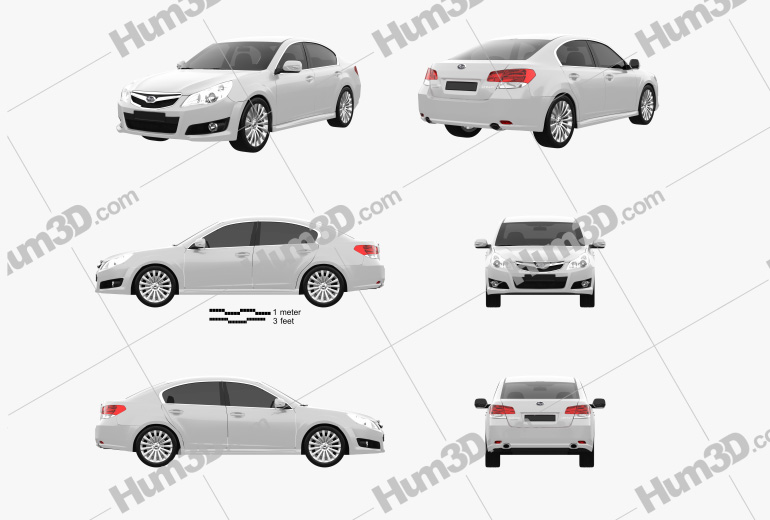 Subaru Legacy (Liberty) sedan 2014 Blueprint Template