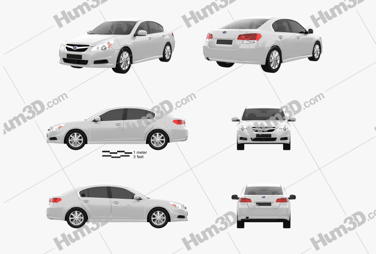 Subaru Legacy sedan US 2014 Blueprint Template