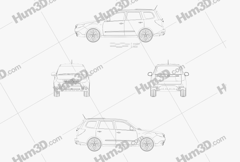 Subaru Forester Premium 2011 테크니컬 드로잉