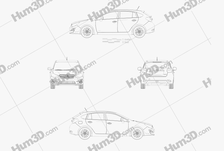 Subaru Impreza Хетчбек 2018 Креслення
