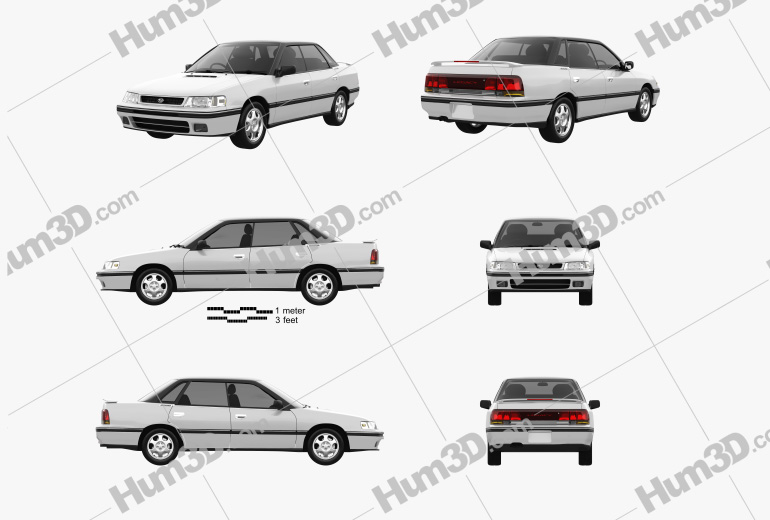 Subaru Legacy 1993 Blueprint Template