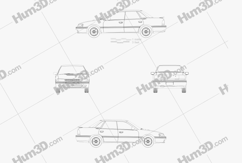 Subaru Legacy 1993 Чертеж