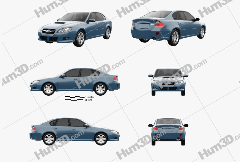 Subaru Legacy 2009 Blueprint Template