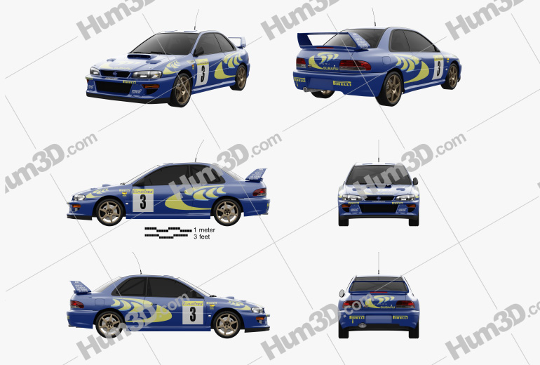 Subaru Impreza 22B Rally coupe 2001 Blueprint Template