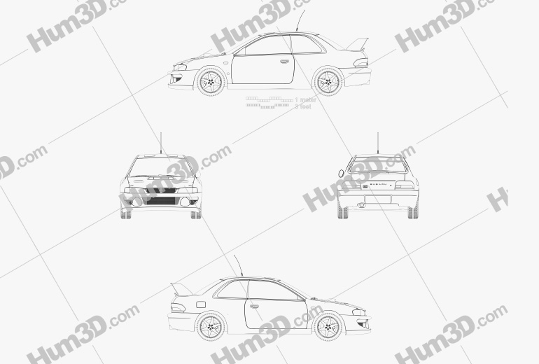 Subaru Impreza 22B Rally cupé 2001 Blueprint